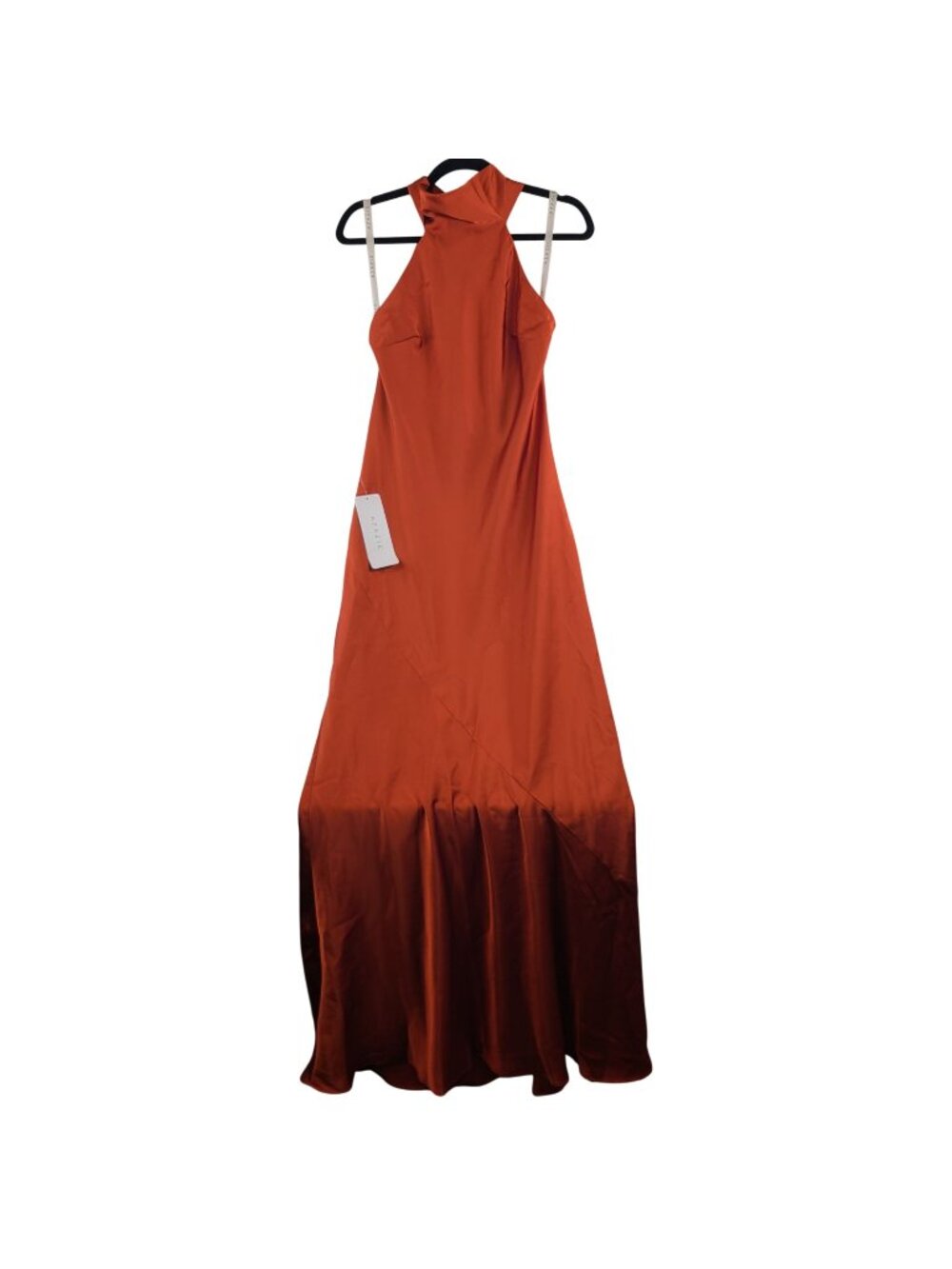 NEW Azazie Velli Halter Maxi Dress In Paprika Satin Sz A4